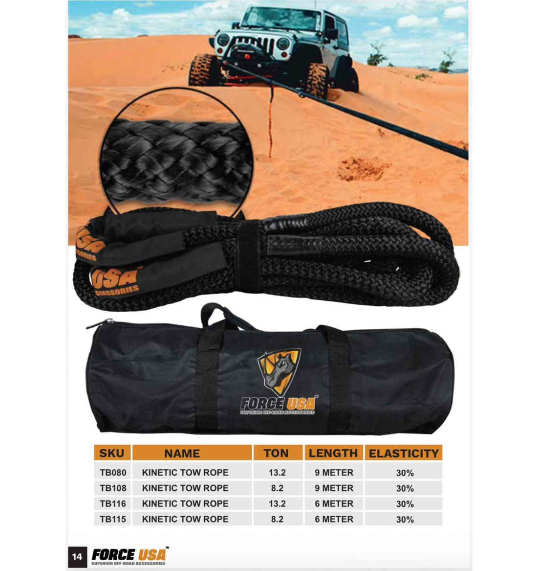 Kinetic recovery tow rope