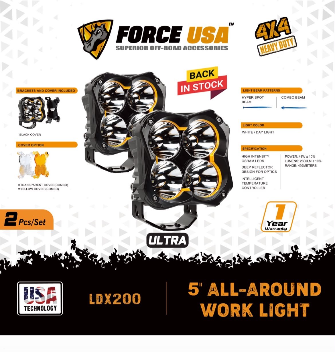5" LED work light, 2-piece set