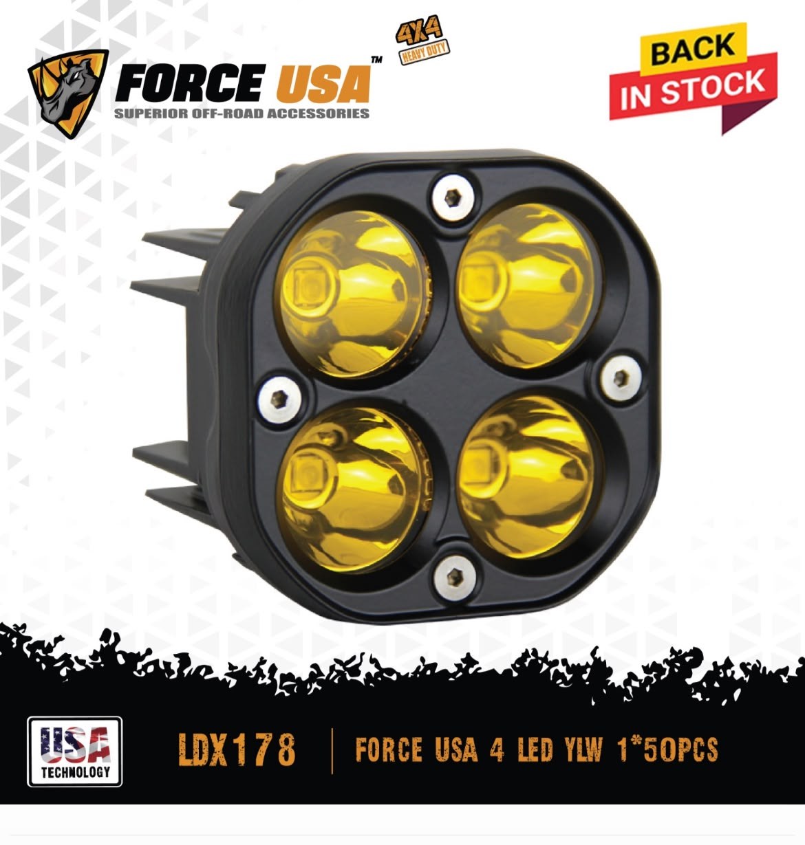 Compact 4-LED yellow light